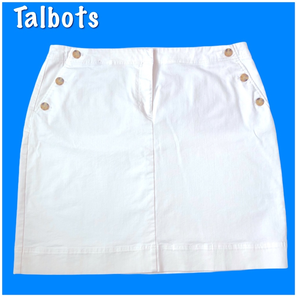 Talbots white jean skirt